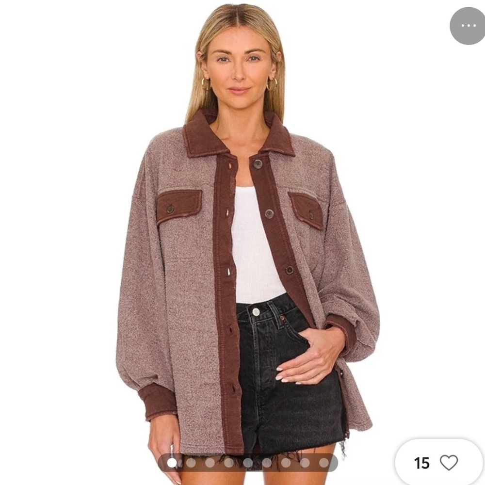 Free People Ruby Oversized Shirt Jacket in Date Night XS NWOT